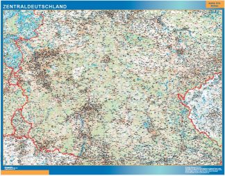 Mapa Alemania central carreteras enmarcado plastificado